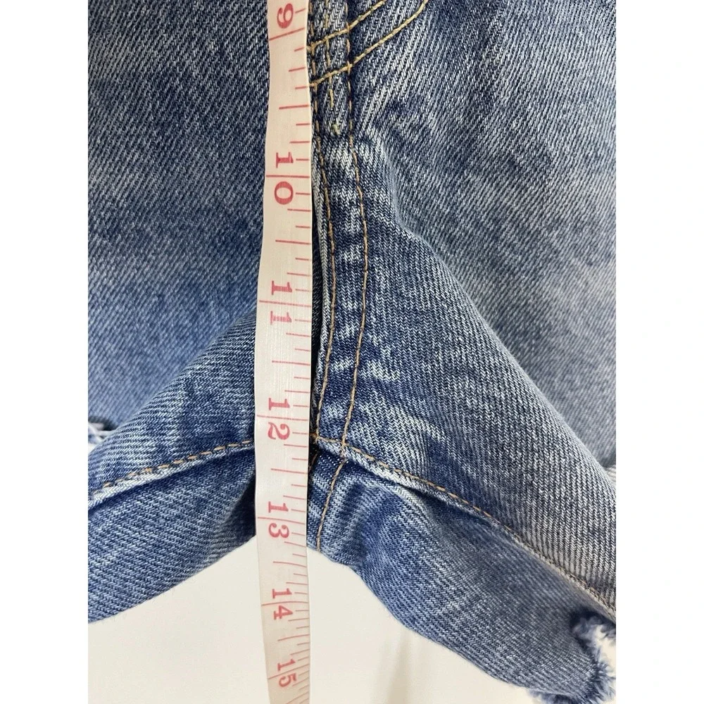 RE/DONE Originals Cut Off Denim Shorts Cool Medium Blue Organic Cotton Size 28